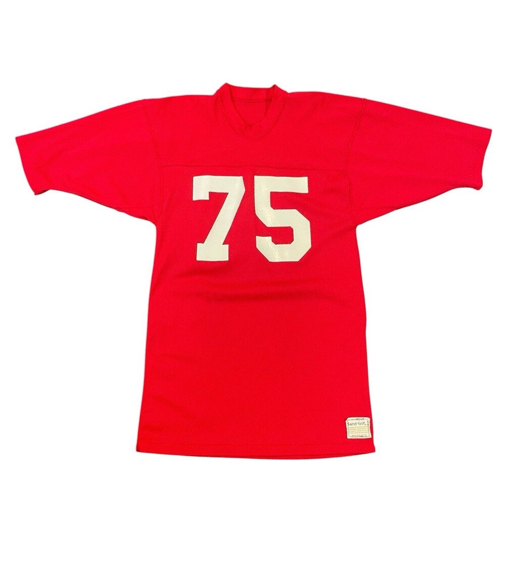 Vintage 60s 70s Sand Knit Red #75 Mesh Football Jersey Size Medium USA